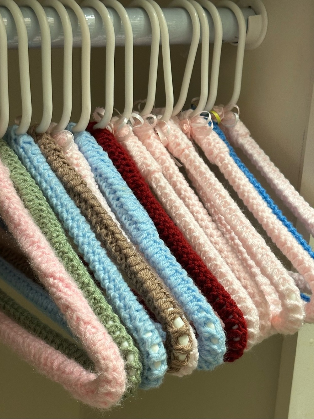 Handmade Crocheted Multi-Color Hangers - Set of 14